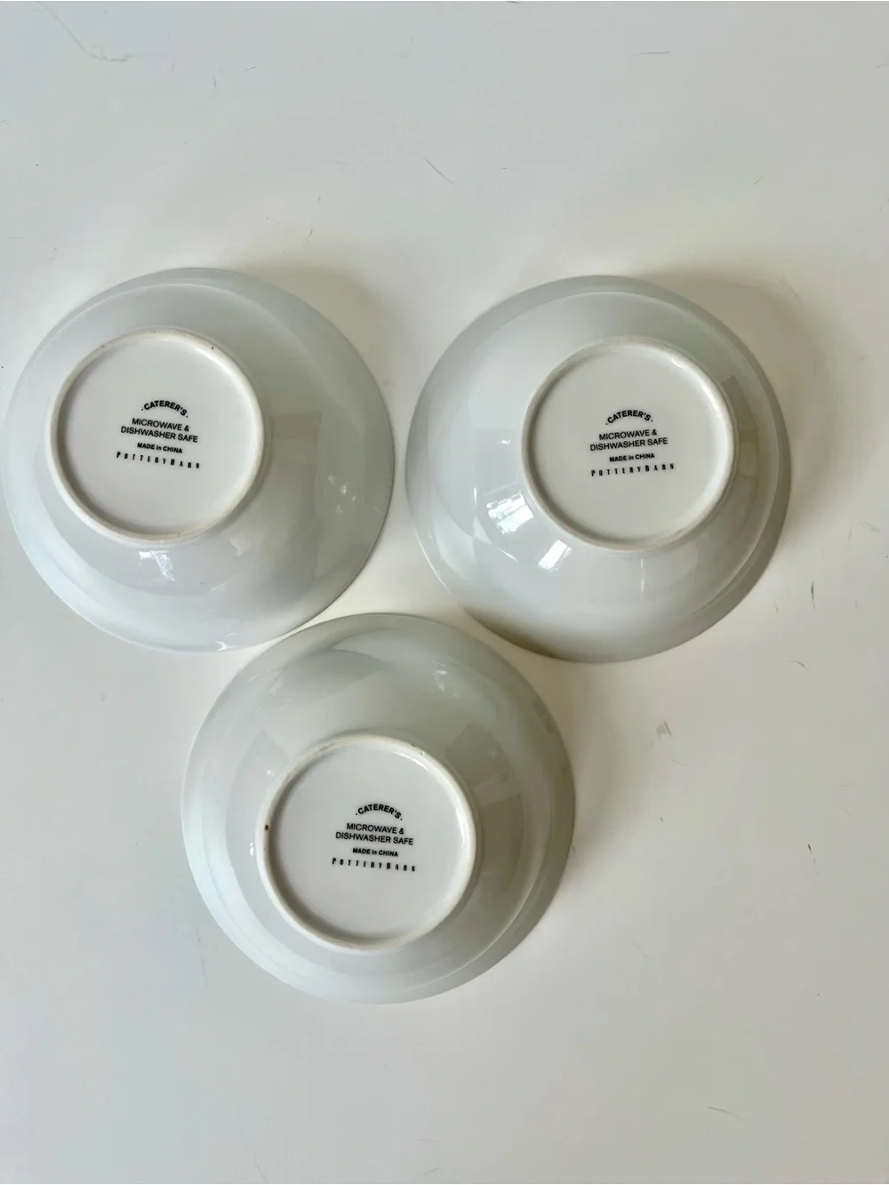 Pottery Barn 3 White Porcelain Caterer’s Cereal Soup Bowls